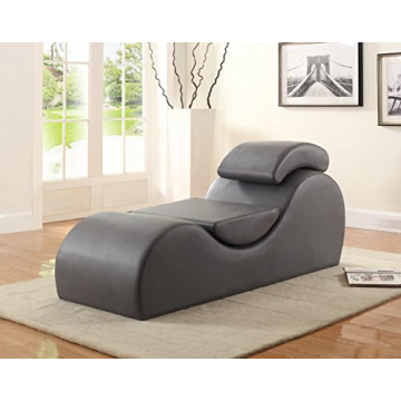 Yoga Collection Modern Faux Leather Chaise Lounge 67 in