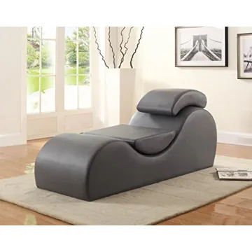 Yoga Collection Modern Faux Leather Chaise Lounge 67 in