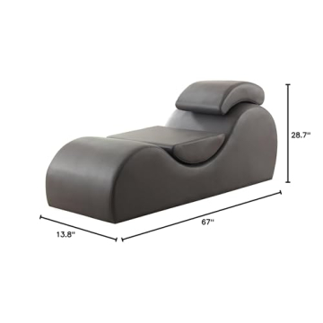 Yoga Collection Modern Faux Leather Chaise Lounge 67 in