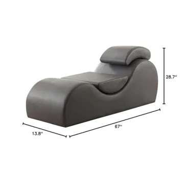 Yoga Collection Modern Faux Leather Chaise Lounge 67 in