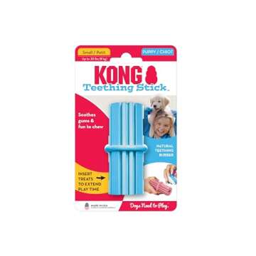KONG Puppy Teething Stick - Soft Teething & Teeth Cleaning Stick - Natural Rubber Dog Chew Toy with ...