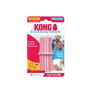 KONG Puppy Teething Stick - Soft Teething & Teeth Cleaning Stick - Natural Rubber Dog Chew Toy with Ridges - Perfect for Snacks & Treats - for Small Puppies