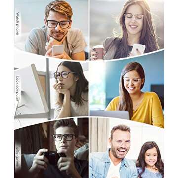 MEETSUN Blue Light Blocking Glasses, Anti Eye Strain Headache (Sleep Better),Computer Reading Glasses UV400 Transparent Lens (Black + Clear Frame/Clear Lens 2 Pack, 53)