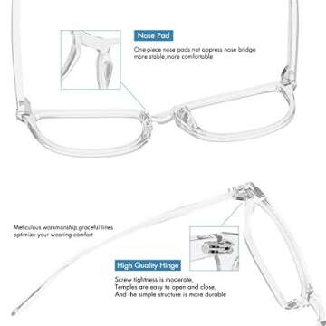 MEETSUN Blue Light Blocking Glasses, Anti Eye Strain Headache (Sleep Better),Computer Reading Glasses UV400 Transparent Lens (Black + Clear Frame/Clear Lens 2 Pack, 53)