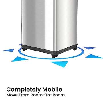 iTouchless 13 Gallon Rolling Sensor Kitchen Trash Can - Odor Filter, Wheels, Stainless Steel