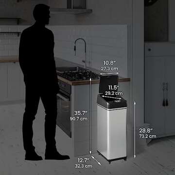 iTouchless 13 Gallon Touchless Kitchen Trash Can with Wheels