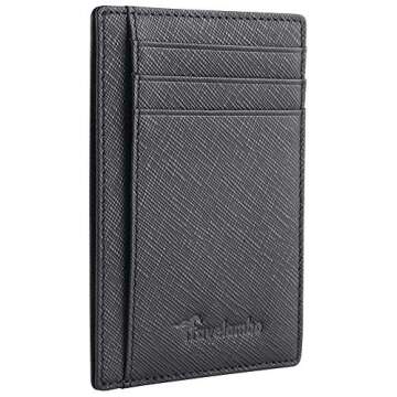 Travelambo Slim Wallet Front Pocket Minimalist Leather RFID Blocking Medium Size