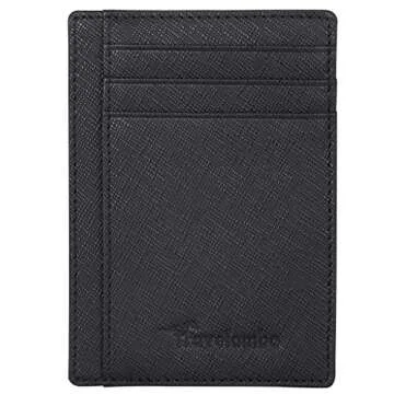 Travelambo Slim Wallet Front Pocket Minimalist Leather RFID Blocking Medium Size