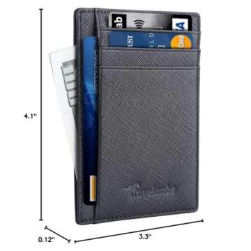 Travelambo Slim Wallet Front Pocket Minimalist Leather RFID Blocking Medium Size