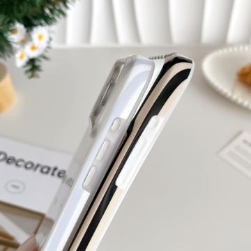 Yeddabox for iPhone 17 Pro Case Cute Striped Phone Case Soft TPU Slim Shockproof Phone Cover for Women Girls, Blue and White