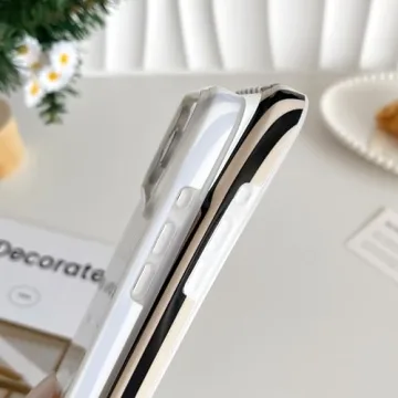 Yeddabox for iPhone 17 Pro Case Cute Striped Phone Case Soft TPU Slim Shockproof Phone Cover for Women Girls, Blue and White