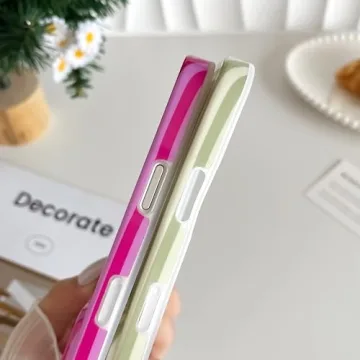 Yeddabox for iPhone 17 Pro Case Cute Striped Phone Case Soft TPU Slim Shockproof Phone Cover for Women Girls, Blue and White