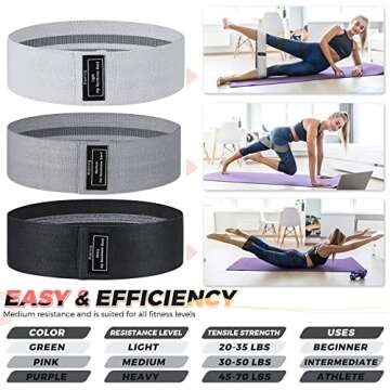 Renoj Resistance Bands, Exercise Workout Bands for Women and Men, 3 Set of Stretch Bands for Booty Legs, Pilates Flexbands