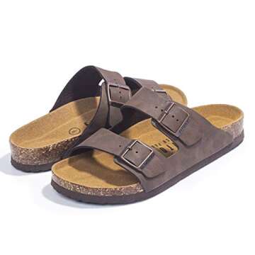 FITORY Men's Sandals with Adjustable Straps & Cork Footbed