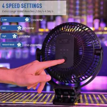 Koonie 8-Inch Battery Operated Clip on Fan