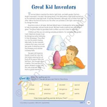 Evan-Moor Skill Sharpeners Spell and Write Workbook, Grade 5, 144 Spelling Words, Test Prep, Compound Words, Conjunctions, Grammar, Punctuation, Creative Writing, Vocabulary, Activities, Homeschool