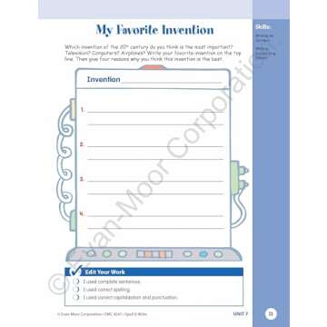 Evan-Moor Skill Sharpeners Spell and Write Workbook, Grade 5, 144 Spelling Words, Test Prep, Compound Words, Conjunctions, Grammar, Punctuation, Creative Writing, Vocabulary, Activities, Homeschool