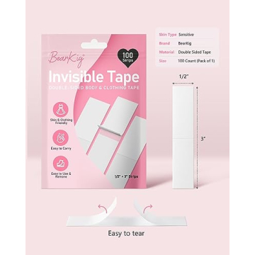 BearKig 100-Strips Double-Sided Fashion Tape for Clothing