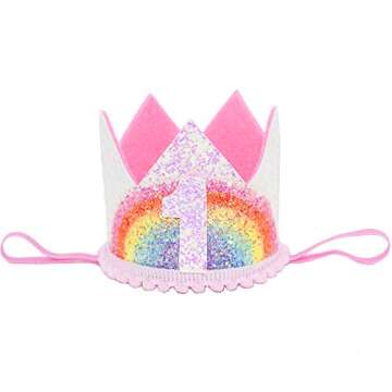 Maticr Rainbow 1st Birthday Crown For Baby Girls