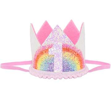 Maticr Rainbow 1st Birthday Crown For Baby Girls