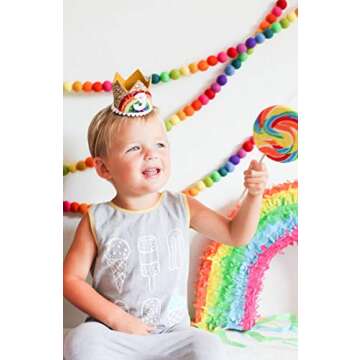Maticr Rainbow 1st Birthday Crown For Baby Girls