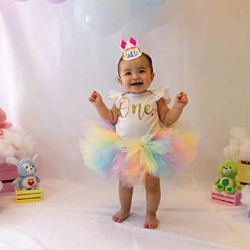 Maticr Rainbow 1st Birthday Crown For Baby Girls