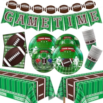 OHOME Football Party Decorations - Superbowl Party Pack 2025 for 24 Guests with Plates, Napkins, Cup...