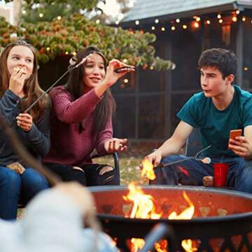 Tapirus Marshmallow Roasting Sticks | Set of 4 Extra Long Retractable Campfire Sticks | Protect Kids with Insulated Handles | Extendable Smore & Hot Dog Skewers | Heavy Duty Metal Camping Accessory