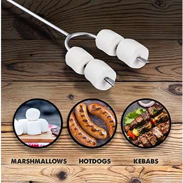 Tapirus Marshmallow Roasting Sticks | Set of 4 Extra Long Retractable Campfire Sticks | Protect Kids with Insulated Handles | Extendable Smore & Hot Dog Skewers | Heavy Duty Metal Camping Accessory