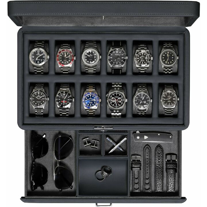 ROTHWELL Luxury Watch Box for 12 Watches with Drawer