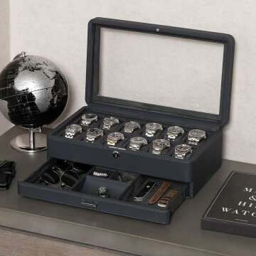 ROTHWELL Luxury Watch Box for 12 Watches with Drawer