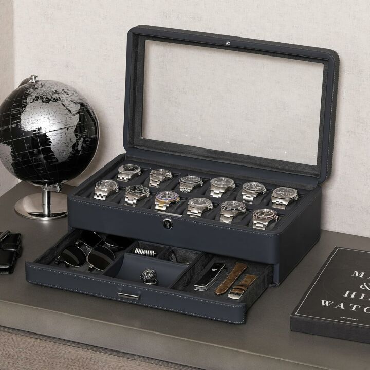 ROTHWELL Luxury Watch Box for 12 Watches with Drawer