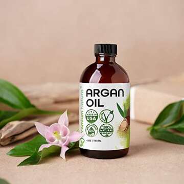 Premium Nature Argan Oil for Hair Virgin 100% Pure Cold Pressed Argon Oil Hair Serum For Hair Stimulate Growth for Dry and Damaged Hair Argan Oil for Skin Body Moisturizer Nails Protector 4 oz