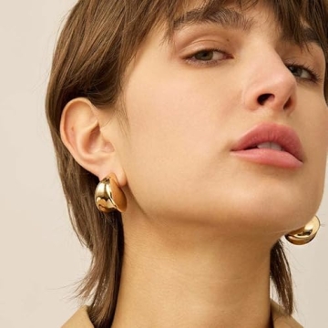 Chunky Gold Hoop Earrings Women 18k Gold Plated Hypoallergenic