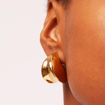 Chunky Gold Hoop Earrings Women 18k Gold Plated Hypoallergenic