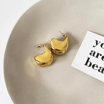 Chunky Gold Hoop Earrings Women 18k Gold Plated Hypoallergenic