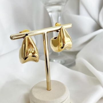 Chunky Gold Hoop Earrings Women 18k Gold Plated Hypoallergenic