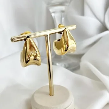 Chunky Gold Hoop Earrings Women 18k Gold Plated Hypoallergenic
