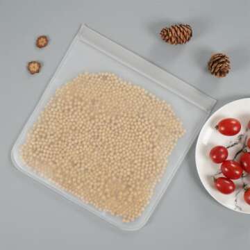 6 Pack BPA FREE Reusable silicone freezer bags, Extra Thick Reusable Storage Bags Leakproof Silicone...