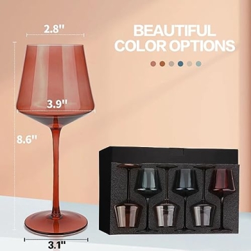 Yaschmo Colored Wine Glasses Set of 6 Elegant Crystal