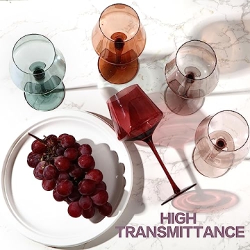 Yaschmo Colored Wine Glasses Set of 6 Elegant Crystal