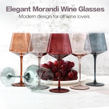 Yaschmo Colored Wine Glasses Set of 6 Elegant Crystal