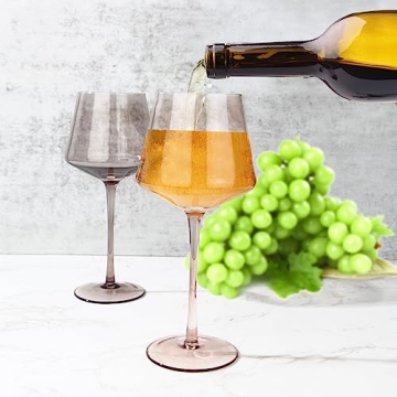 Yaschmo Colored Wine Glasses Set of 6 Elegant Crystal