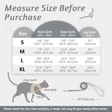 rabbitgoo Cat Harness and Leash Set for Walking Escape Proof, Adjustable Soft Kittens Vest with Refl...