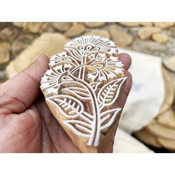Wooden Block Stamp Floral Handmade Pailsly Patterned Block, Textile Printing Equipment, Home & Office Decor, Cookies Aand Henna