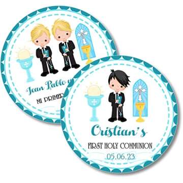 Boys First Holy Communion Sticker Labels and Favor Tags