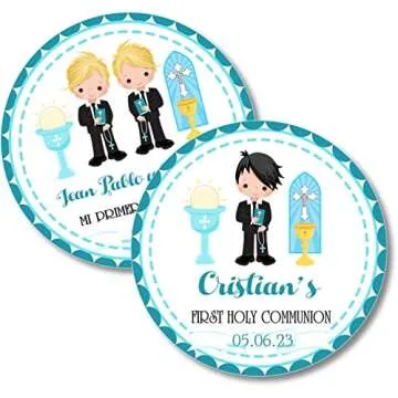 Boys First Holy Communion Sticker Labels and Favor Tags