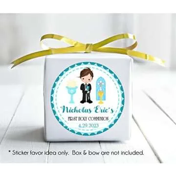 Boys First Holy Communion Sticker Labels and Favor Tags