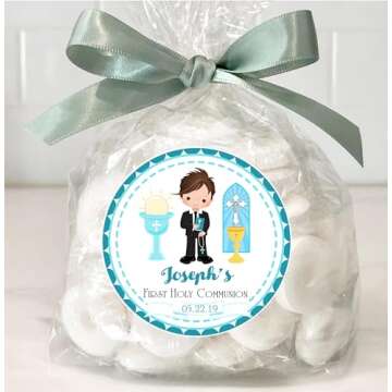 Boys First Holy Communion Sticker Labels and Favor Tags