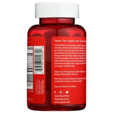 Goli Nutrition World's First Apple Cider Vinegar Gummies 60 Count, 60 Count